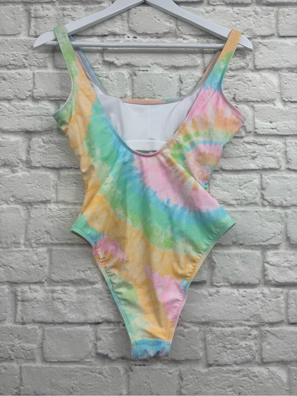 Stoney Clover Lane x Target Rainbow Tie Dye One Piece Swimsuit Small S Pastel Y2 - Picture 8 of 11